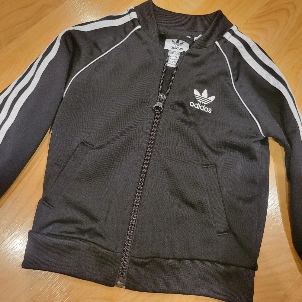 Adidas Black Baby Track Zip Up Jacket Size 12 months